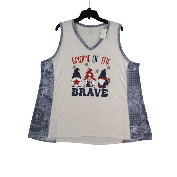 Cato Gnome Of The Brave Tank Top 18/20W Beige Blue Paisley Print - Picture 1 of 10